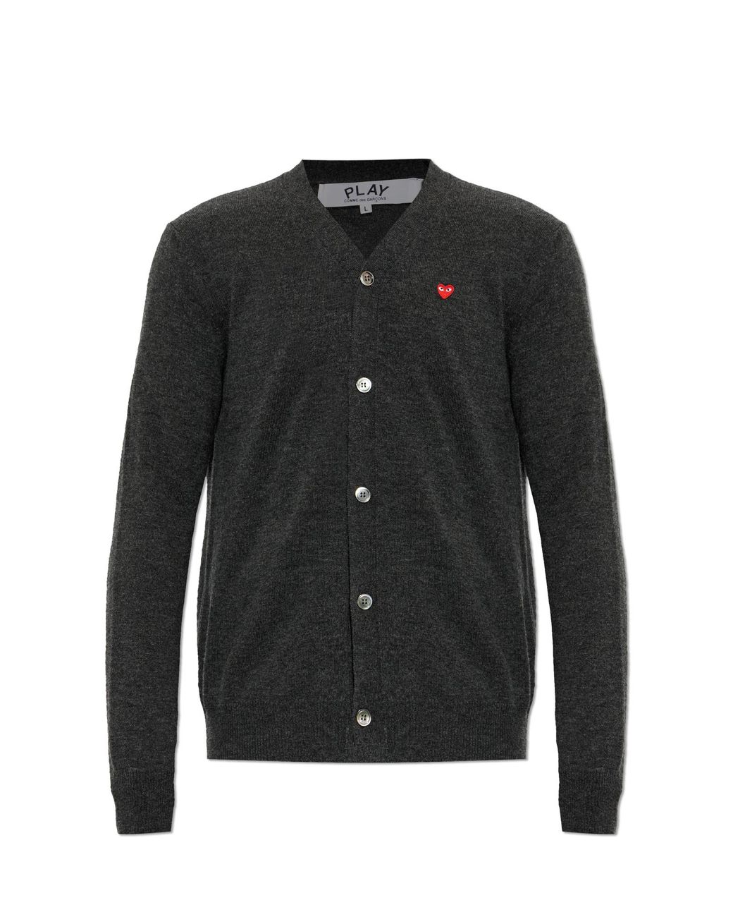 COMME DES GARÇONS PLAY Black Wool Cardigan With Logo Patch for men