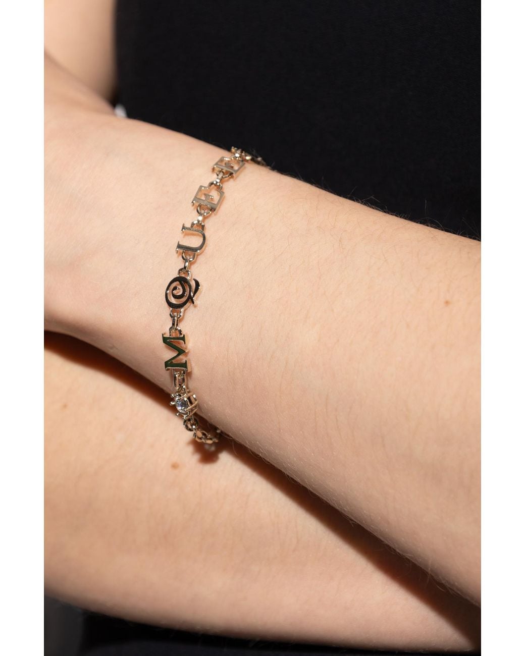 McQueen Metallic Bracelet With Shimmering Crystals
