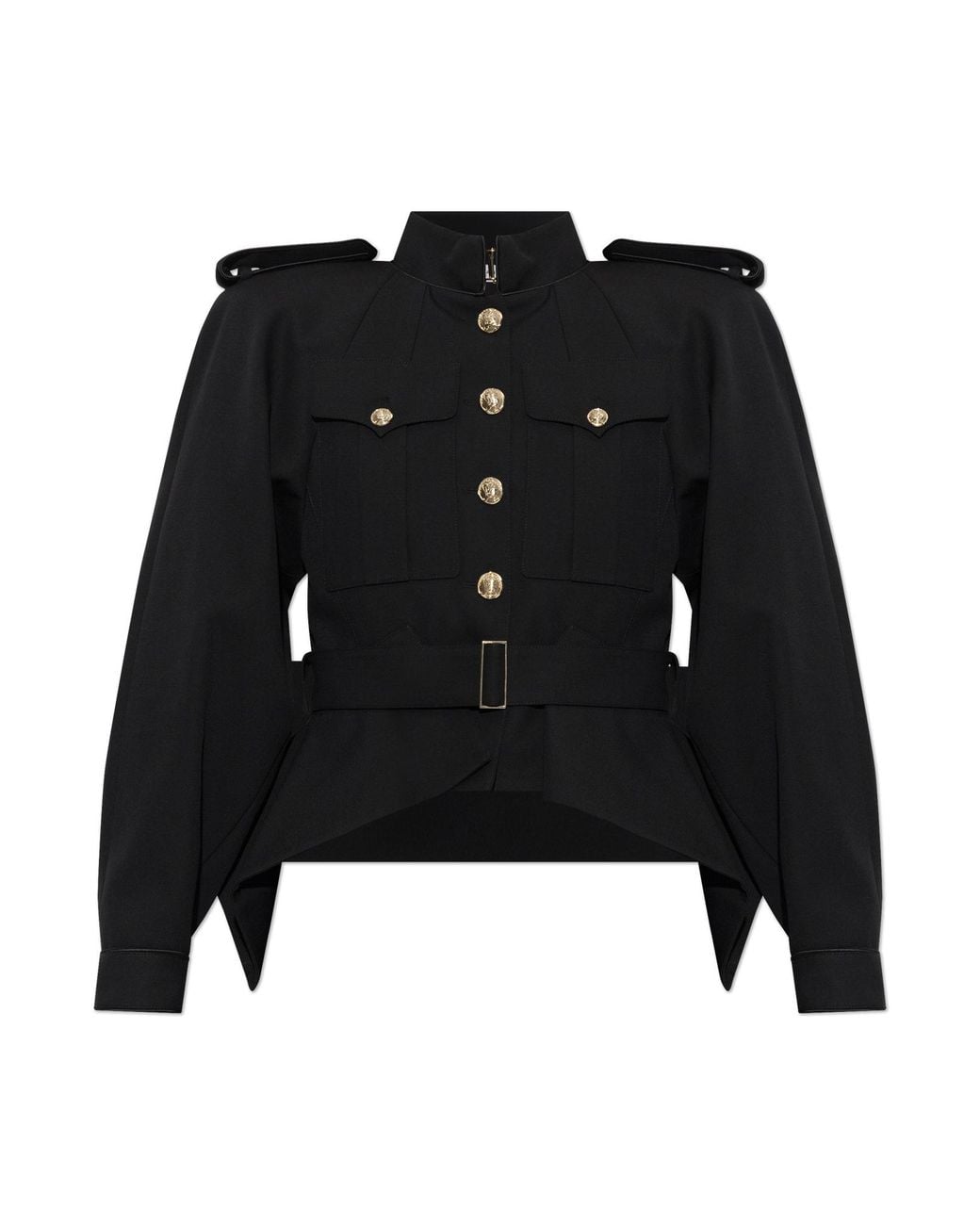 Balmain Black Wool Jacket With Belt