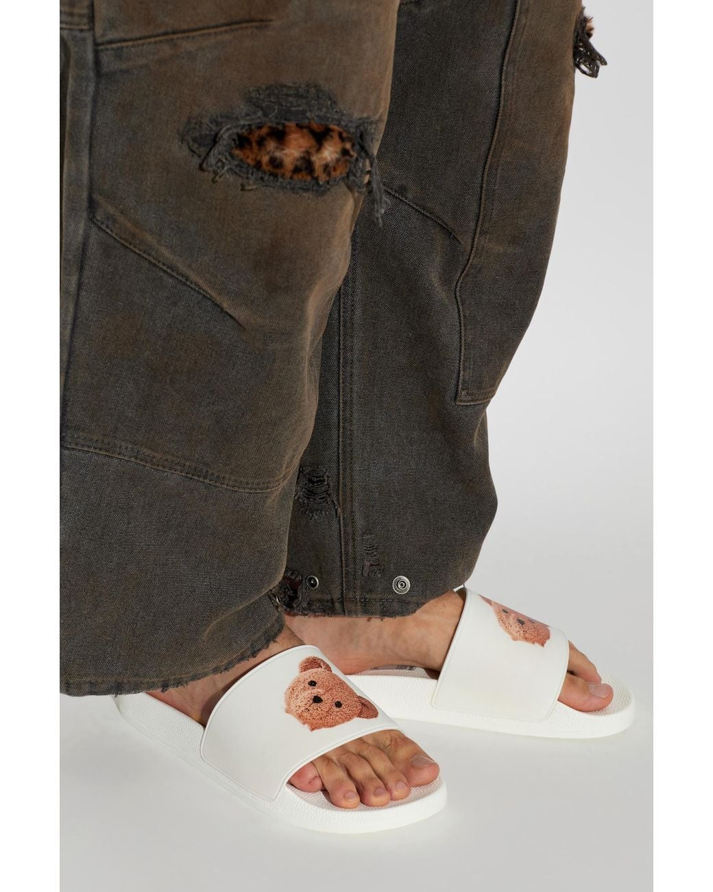 Palm Angels White Logo Slides for men