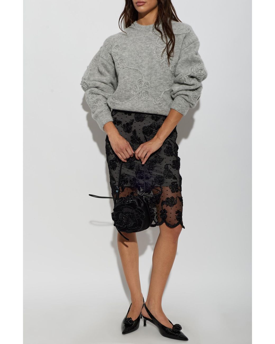 ROTATE BIRGER CHRISTENSEN Gray Wool Sweater