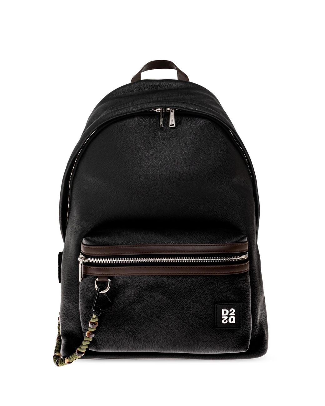 DSquared² Black Leather Backpack With Logo for men