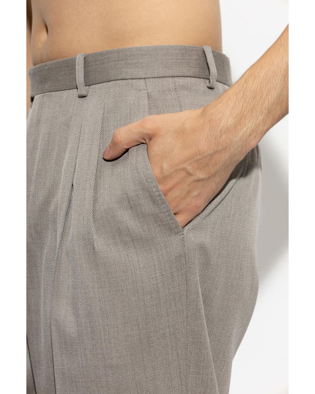 Brioni Gray Wool Pleated Trousers for men