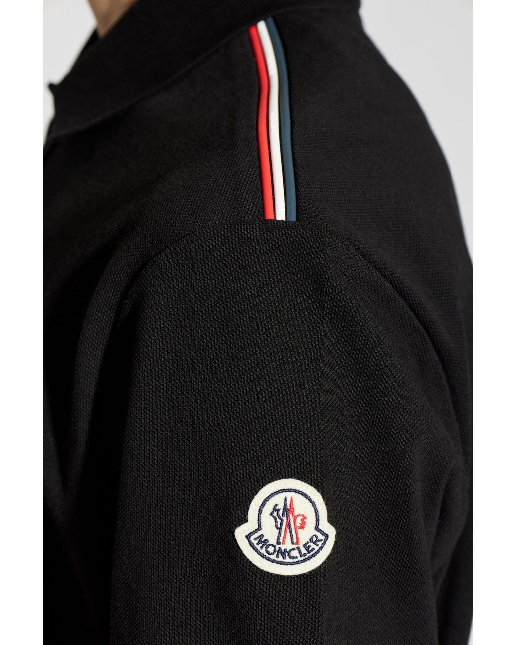 Moncler Black Polo With Logo Patch for men