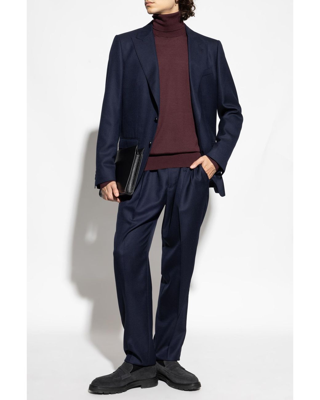Dolce & Gabbana Blue Wool Pleated Trousers for men