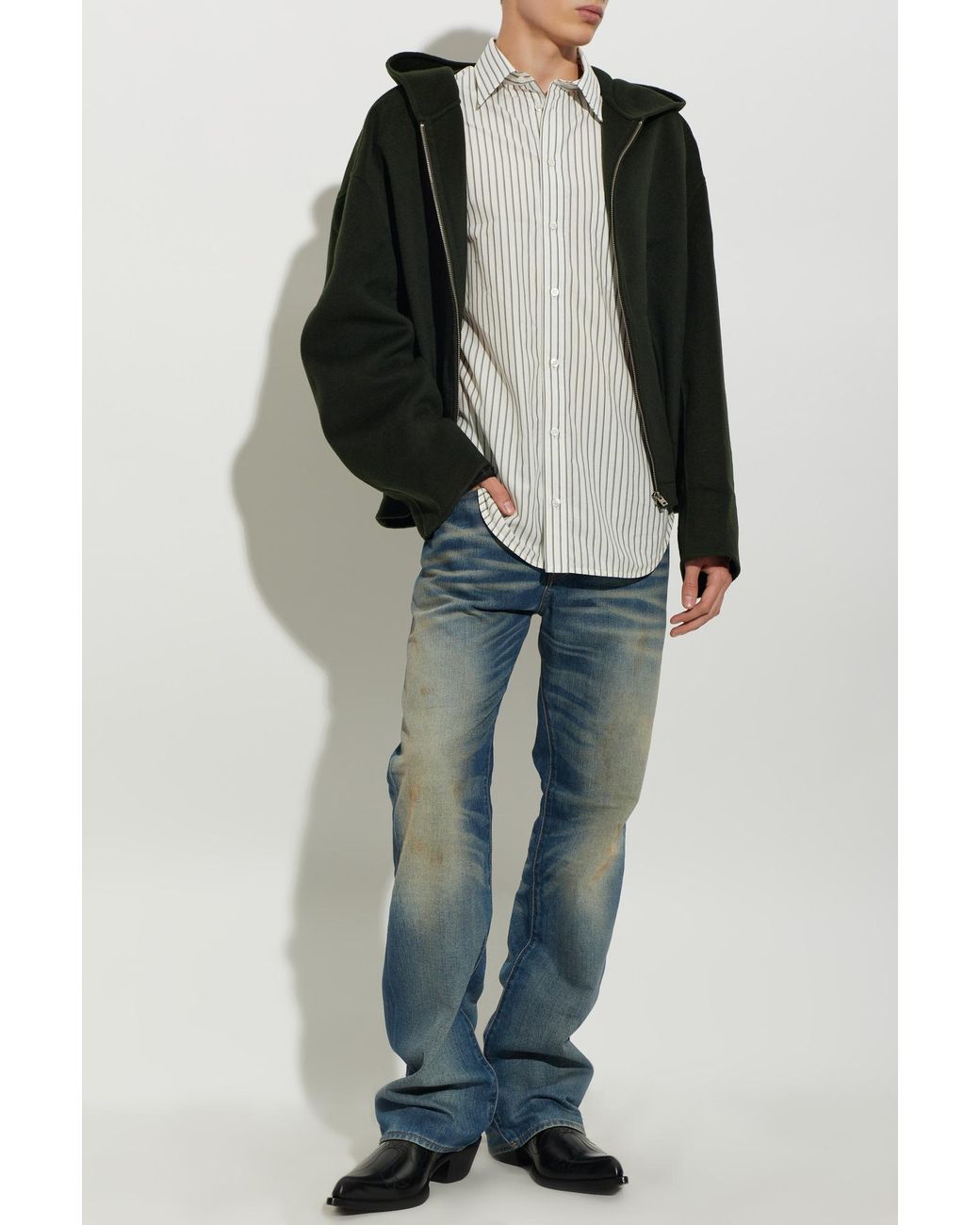 Acne Black Wool Hooded Jacket for men