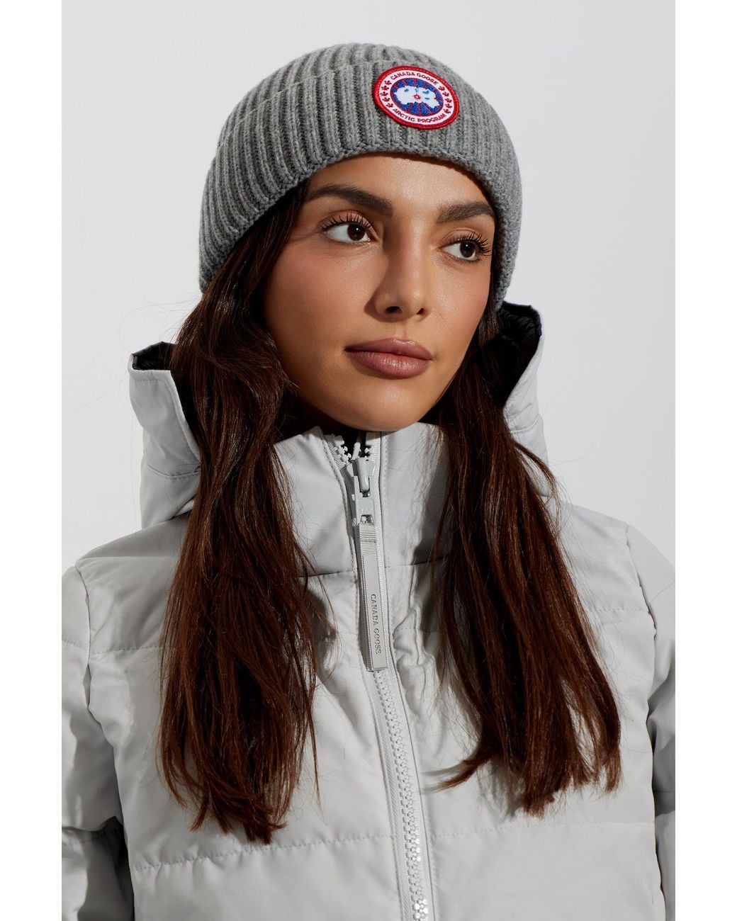 Canada Goose Black Wool Beanie With Logo Patch