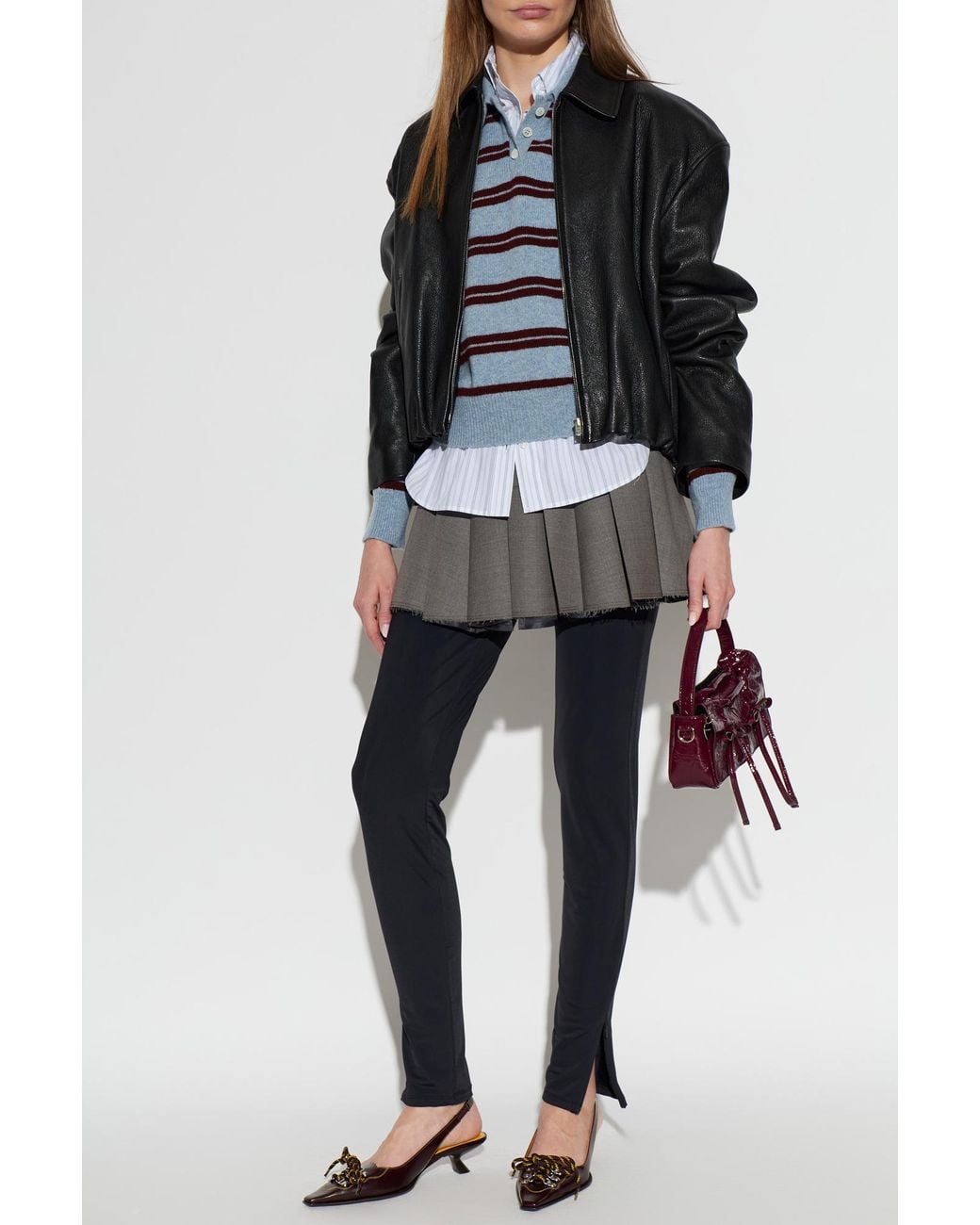 Acne Black Leather Jacket With Pockets