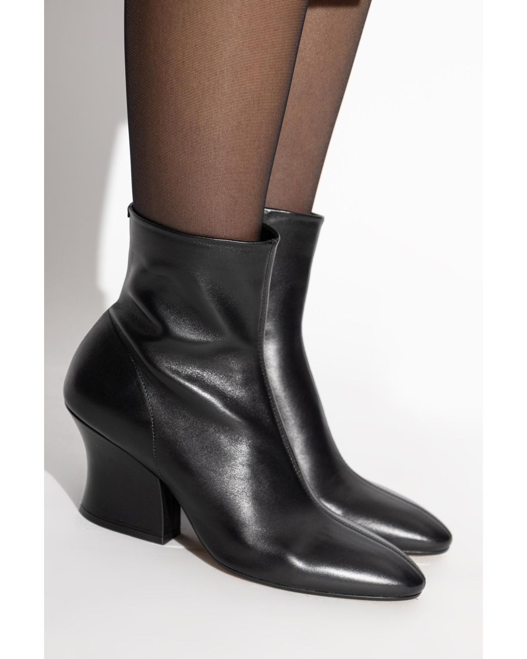 Jil Sander Black Leather Ankle Boots "Lune"