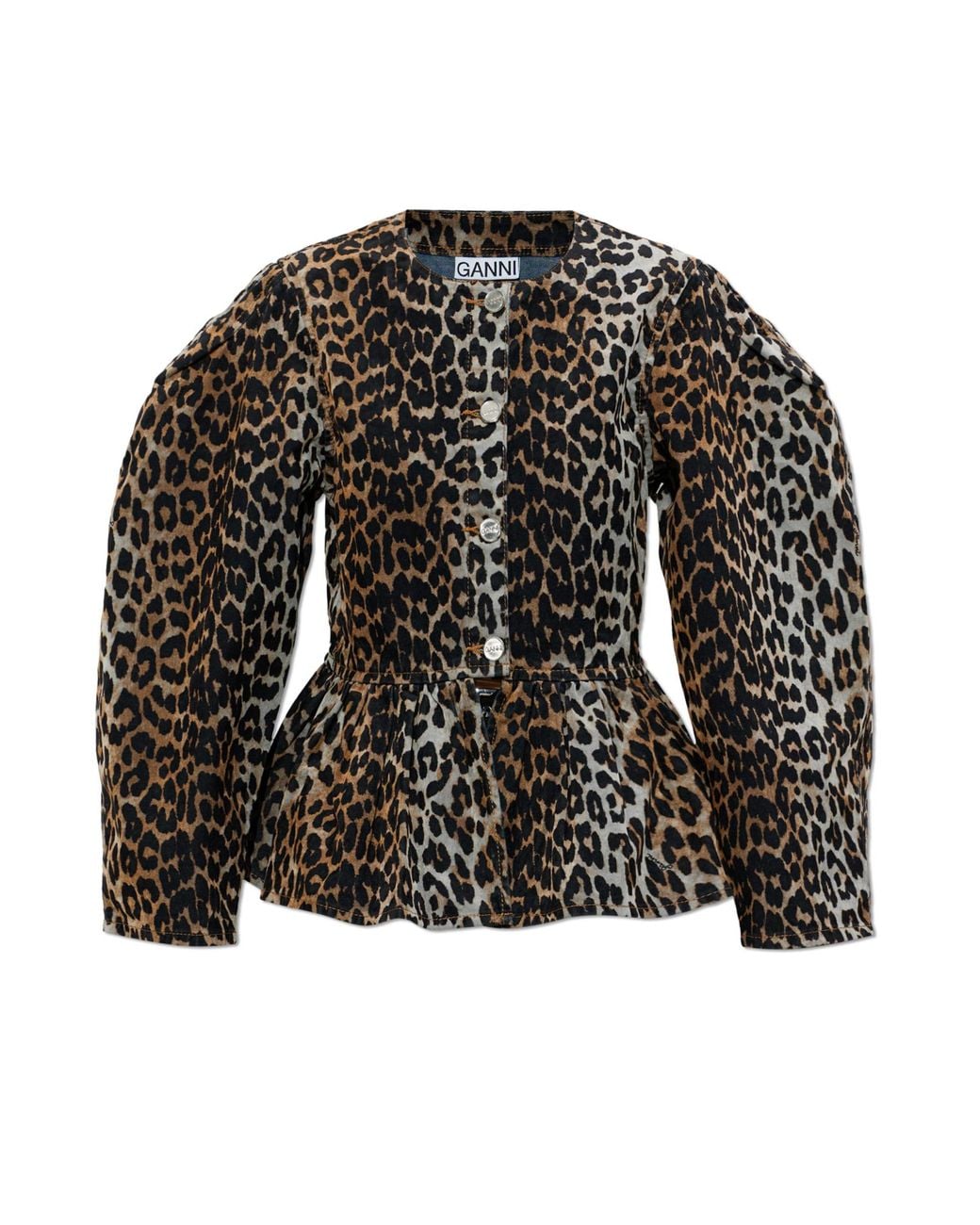 Ganni Black Shirt With Animal Motif