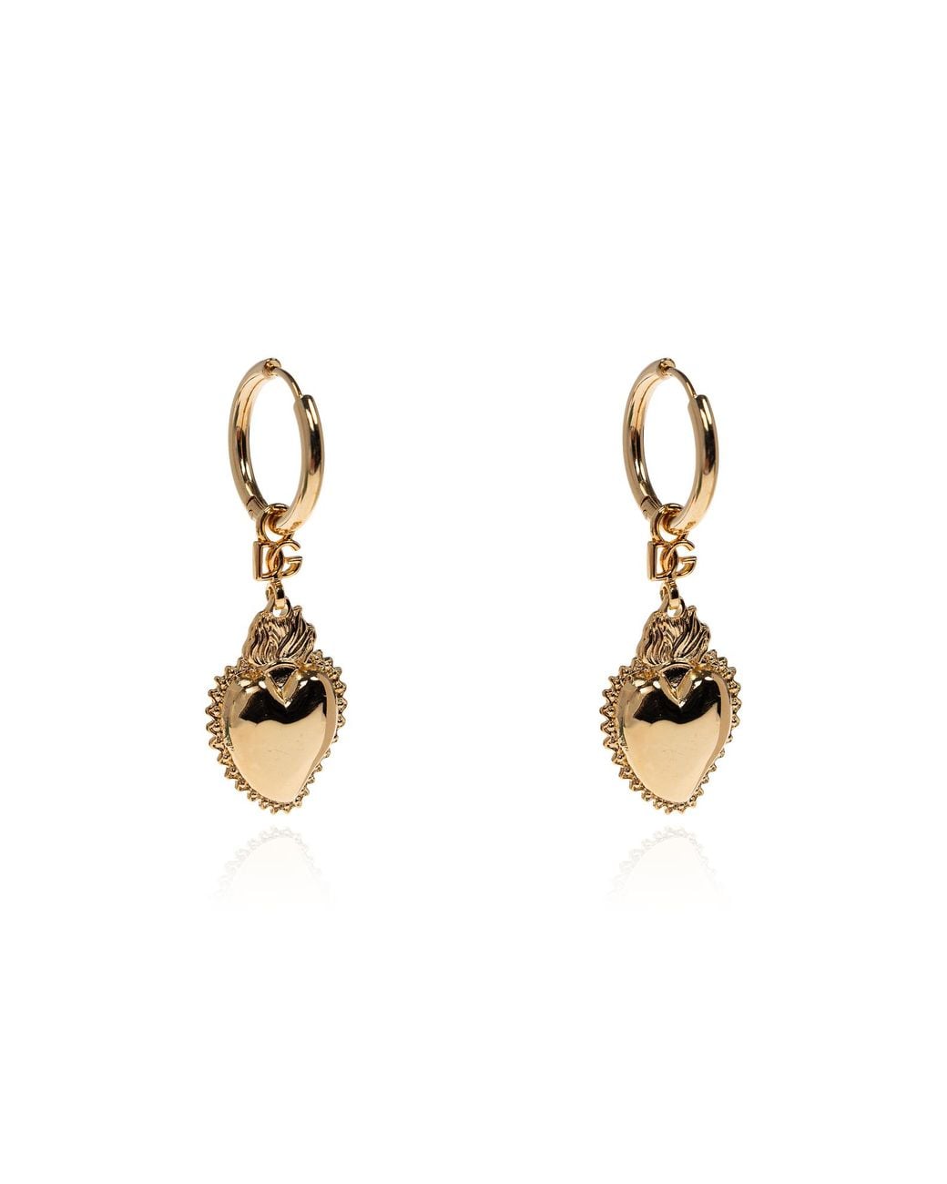 Dolce & Gabbana Metallic Drop Earrings With Heart Charms