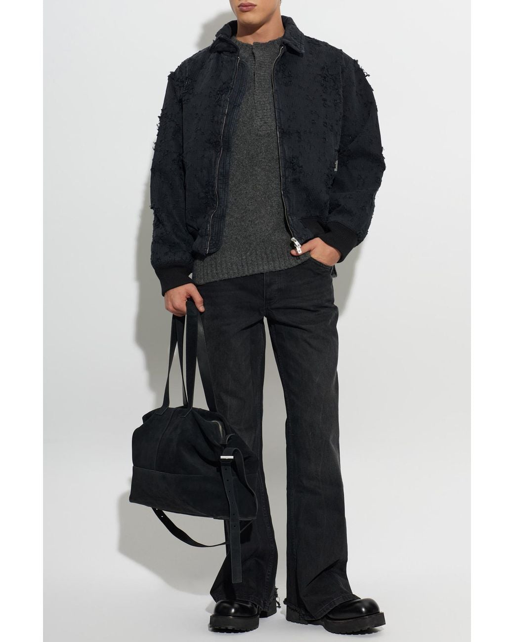 Represent Black Jacket With A Vintage Effect for men