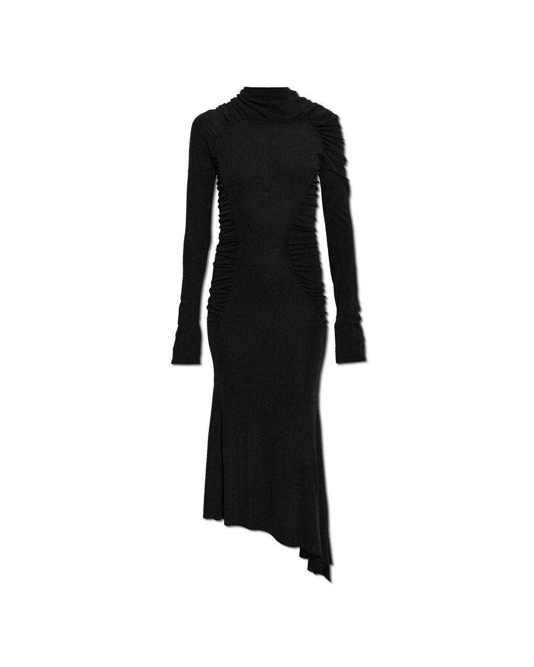 Victoria Beckham Black Asymmetrical Dress With Draping