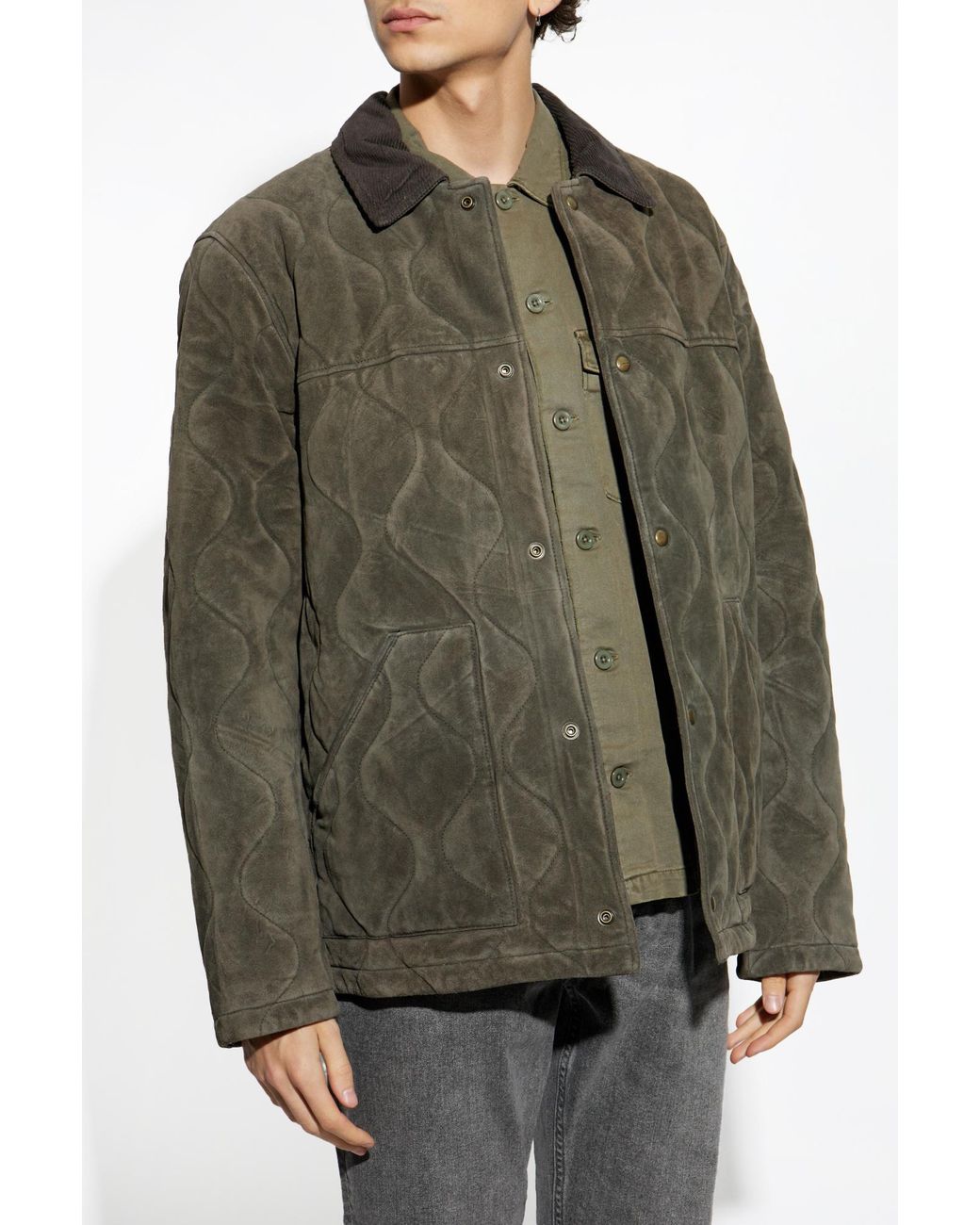 AllSaints Green Suede Jacket Dakota for men