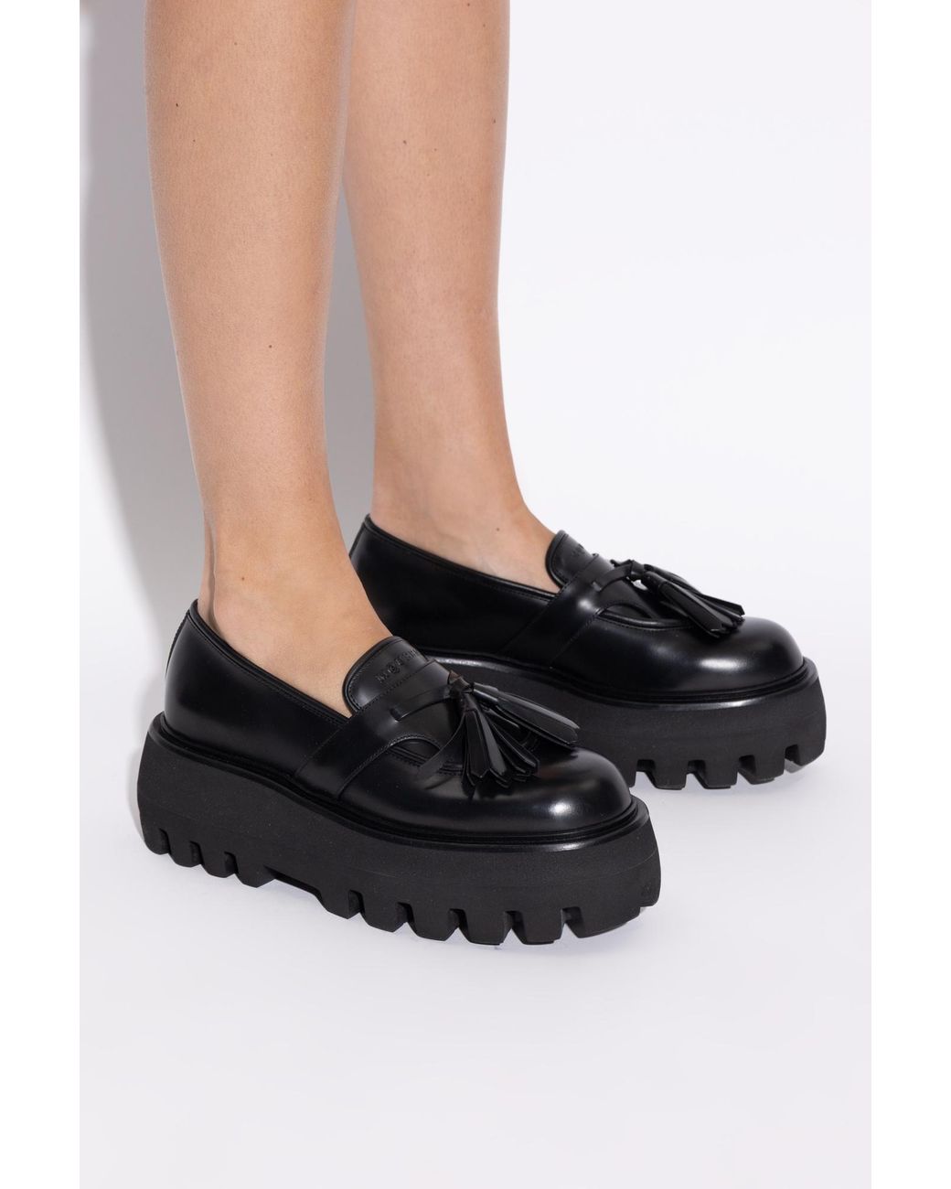 McQueen Black Loafers On A Platform