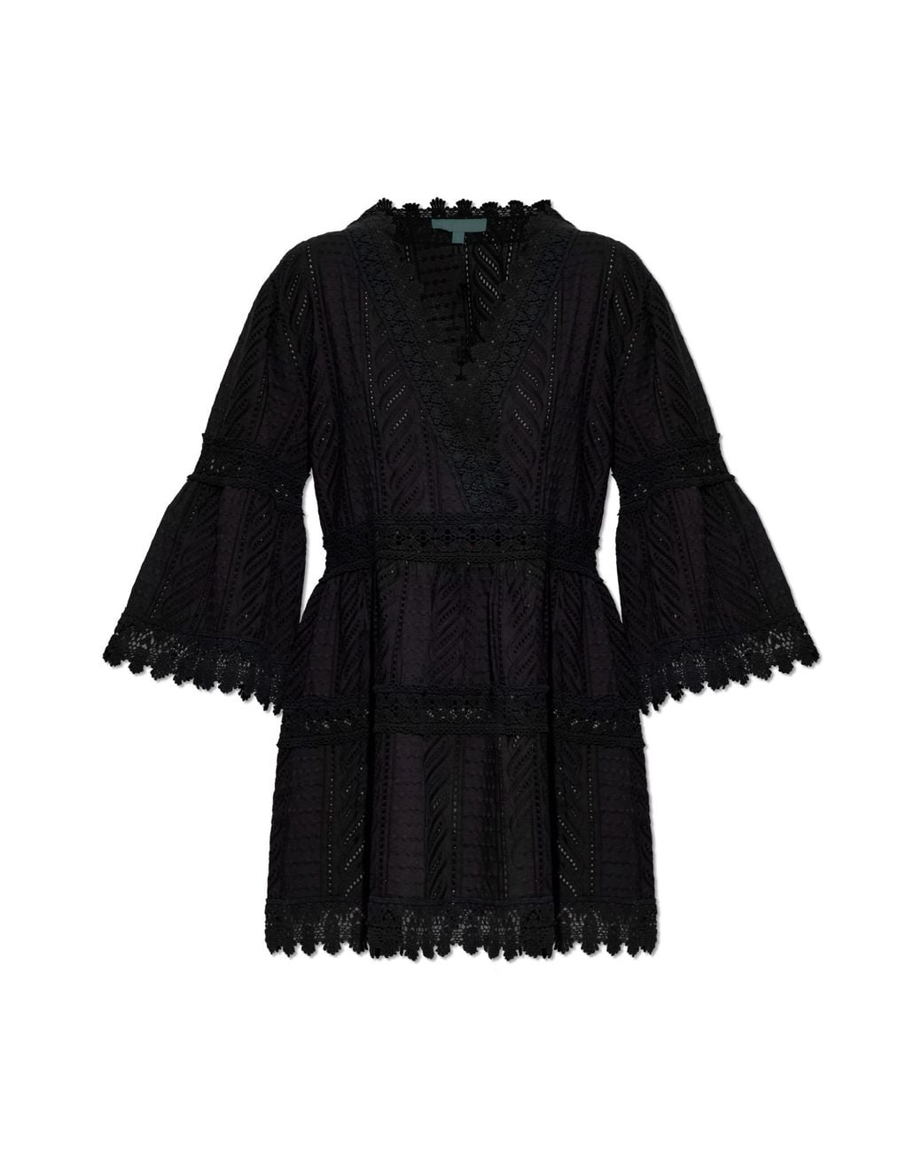 Melissa Odabash Black Cotton Dress With Flared Sleeves