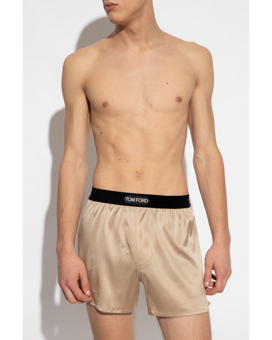 Tom Ford Natural Silk Boxers With Logo for men