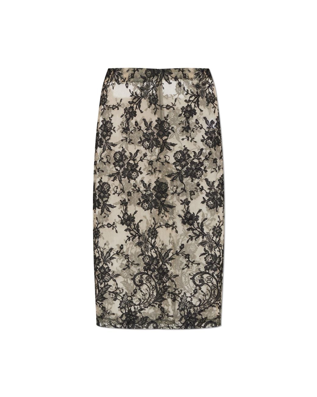 The Mannei Natural Lace Midi Skirt With Back Slit