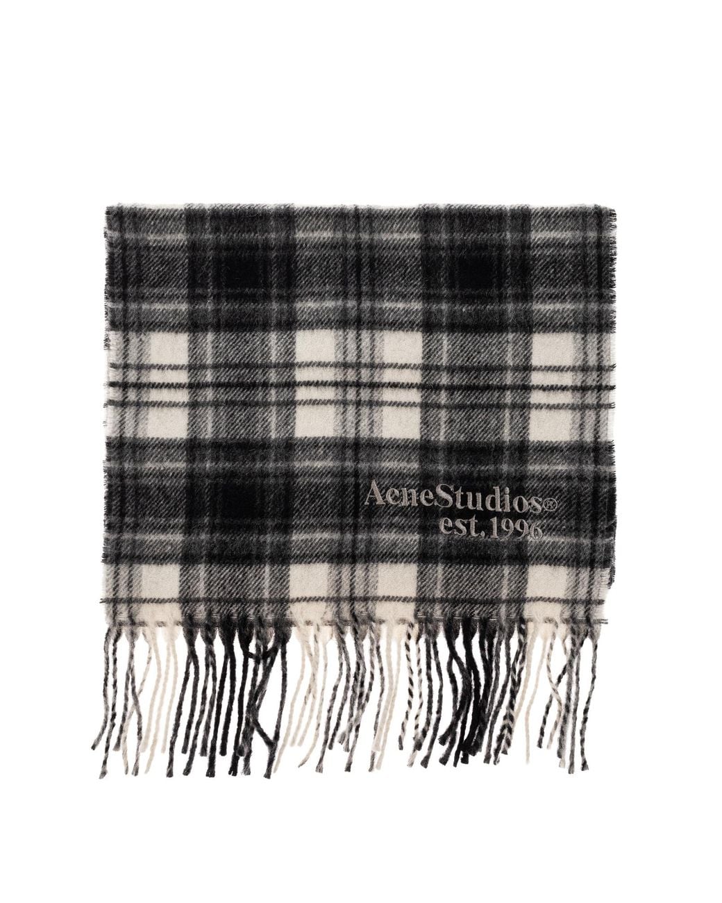 Acne Black Plaid Cashmere Scarf
