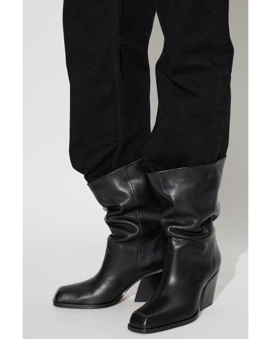 Yuzefi Black 'Delavar Slouch' Heeled Knee-High Boots