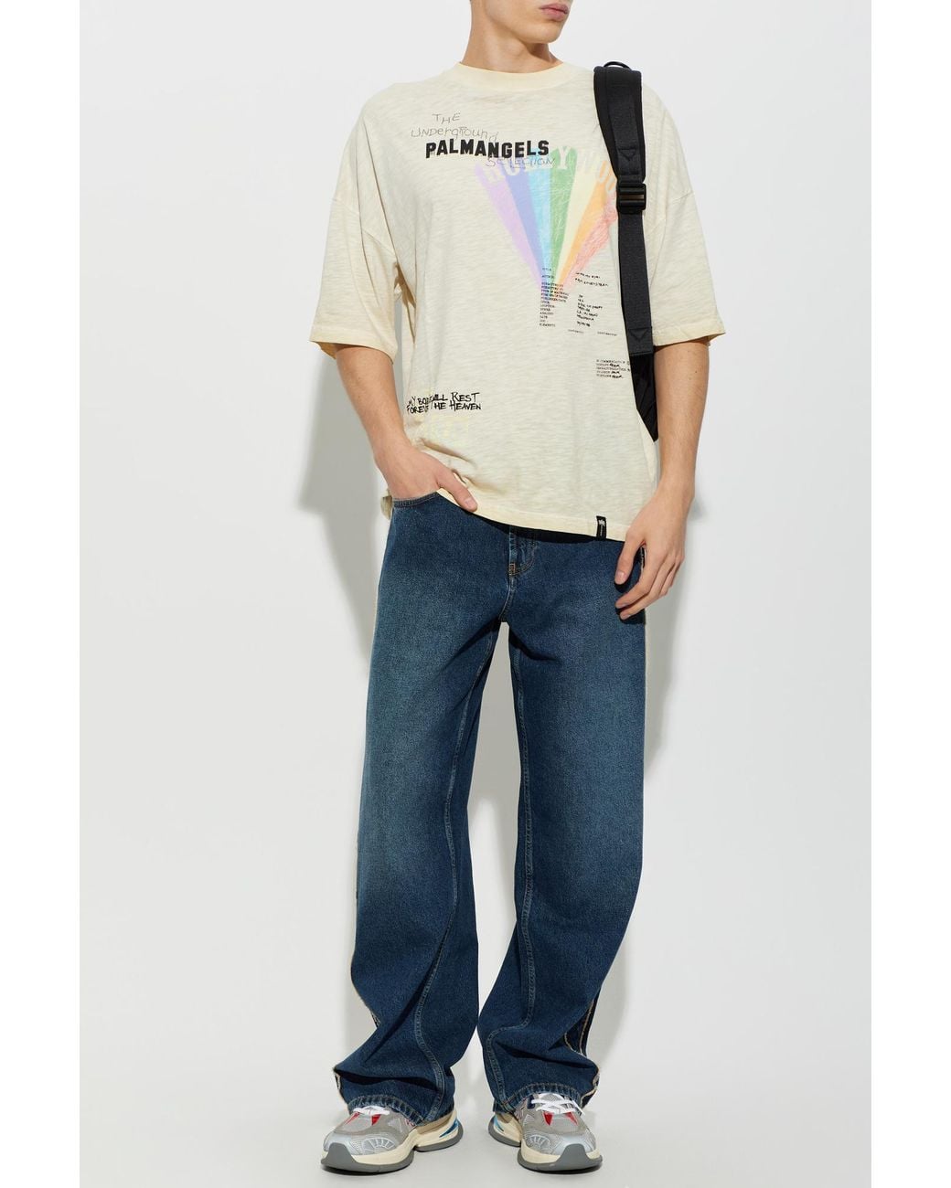 Palm Angels White Cotton Printed T-Shirt for men