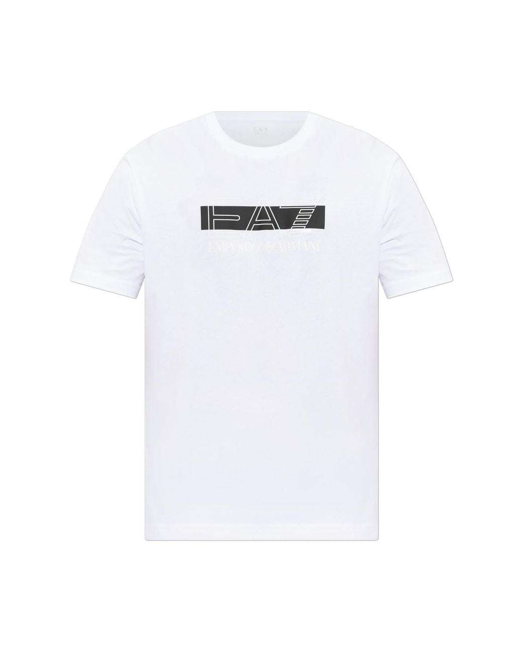 EA7 White T-Shirt With Printed Logo for men