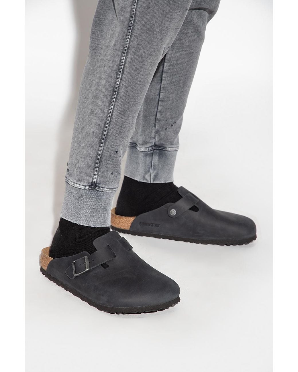 Birkenstock Black 'Boston Bs' Slides for men