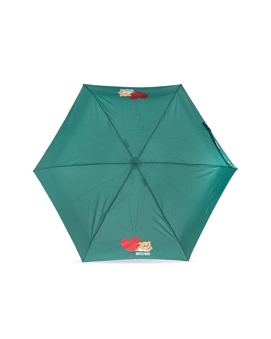 Moschino Green Folding Umbrella With Logo