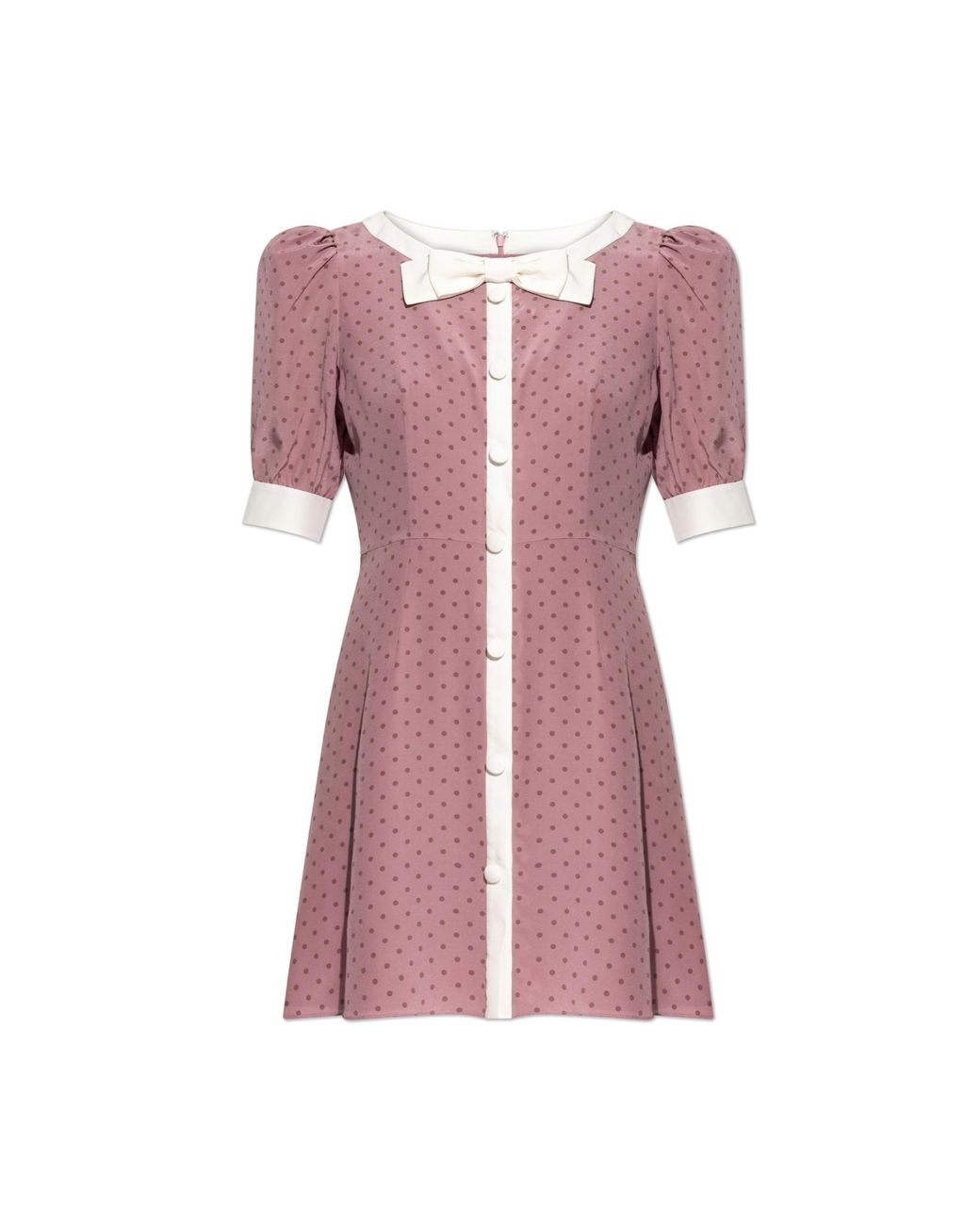 Alessandra Rich Pink Silk Dress With Polka Dot Pattern