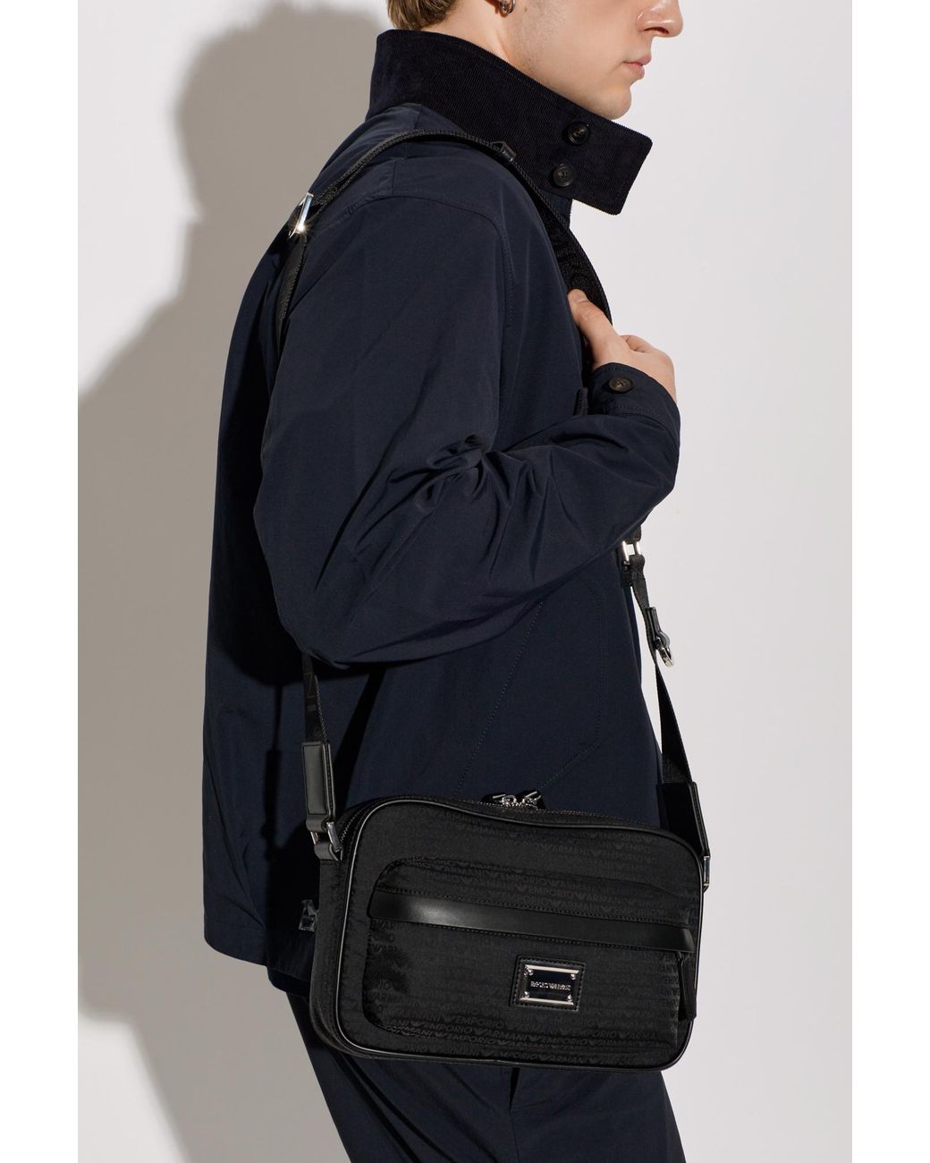 Emporio Armani Black Monogram Bag for men