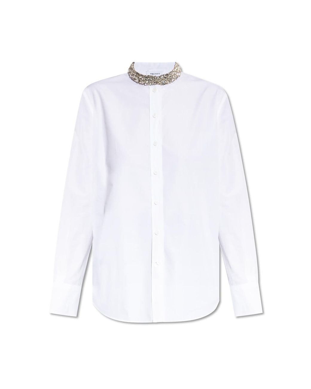McQueen White Shirt With Shimmering Crystals