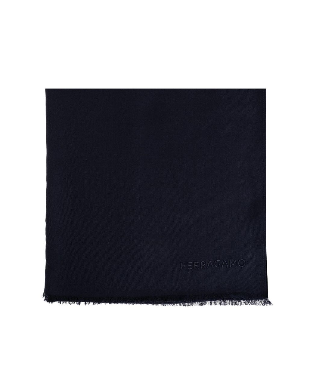 Ferragamo Blue Cashmere Scarf With Embroidered Logo for men