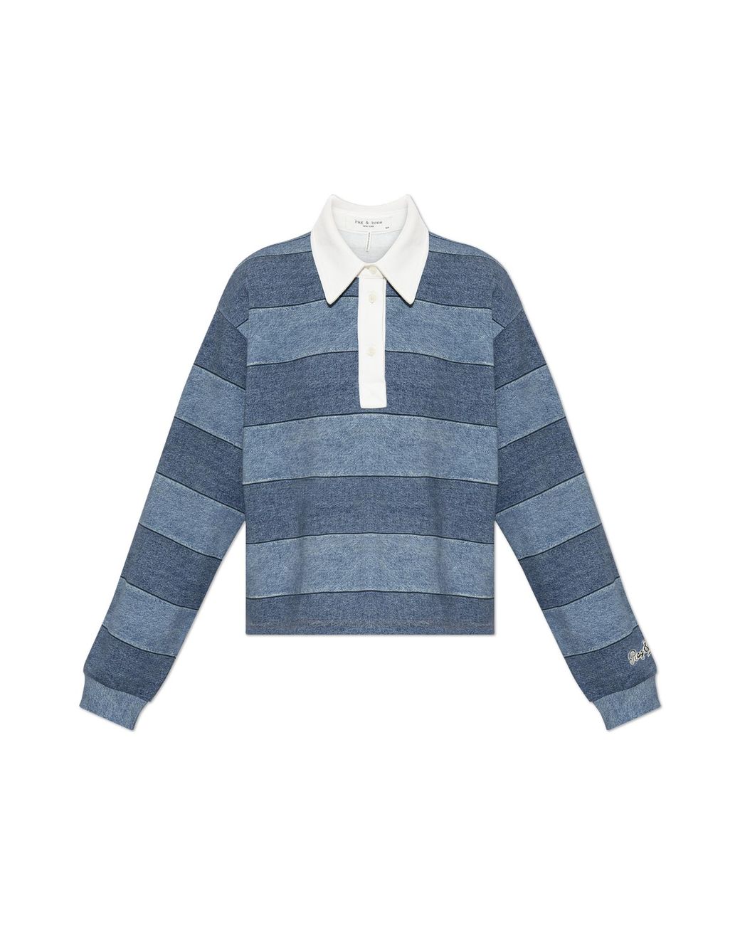 Rag & Bone Blue Striped Pattern Polo Shirt
