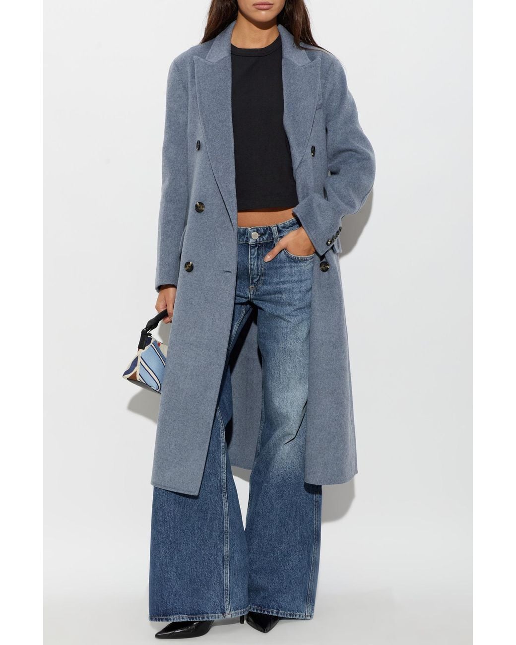 Rag & Bone Blue Double-Breasted Coat With A Single Vent