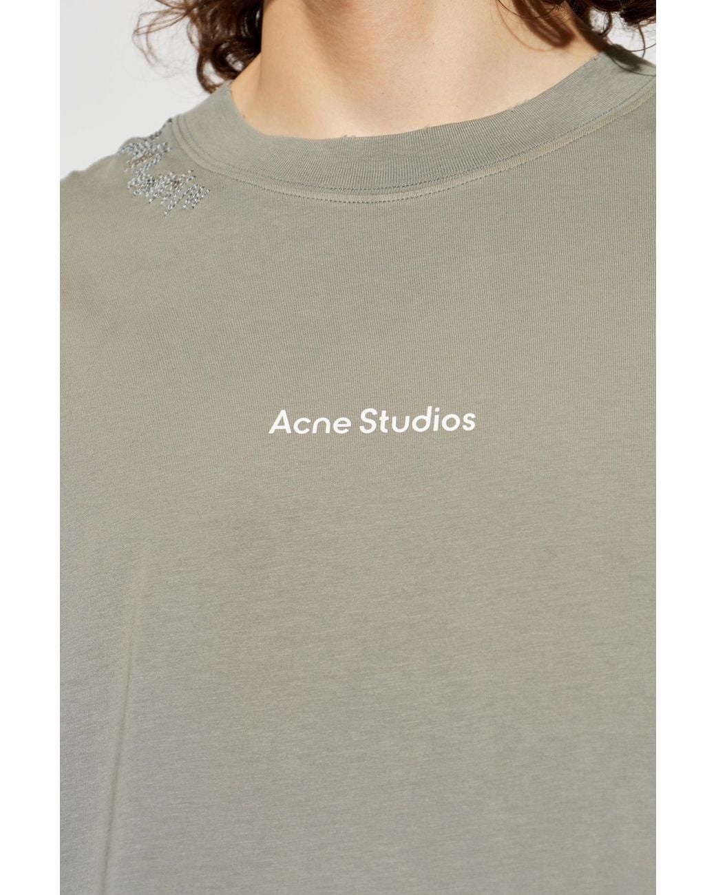 Acne Gray T-Shirt With Logo for men
