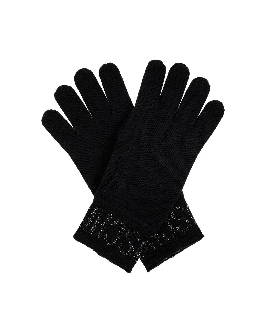 Moschino Black Gloves With Logo