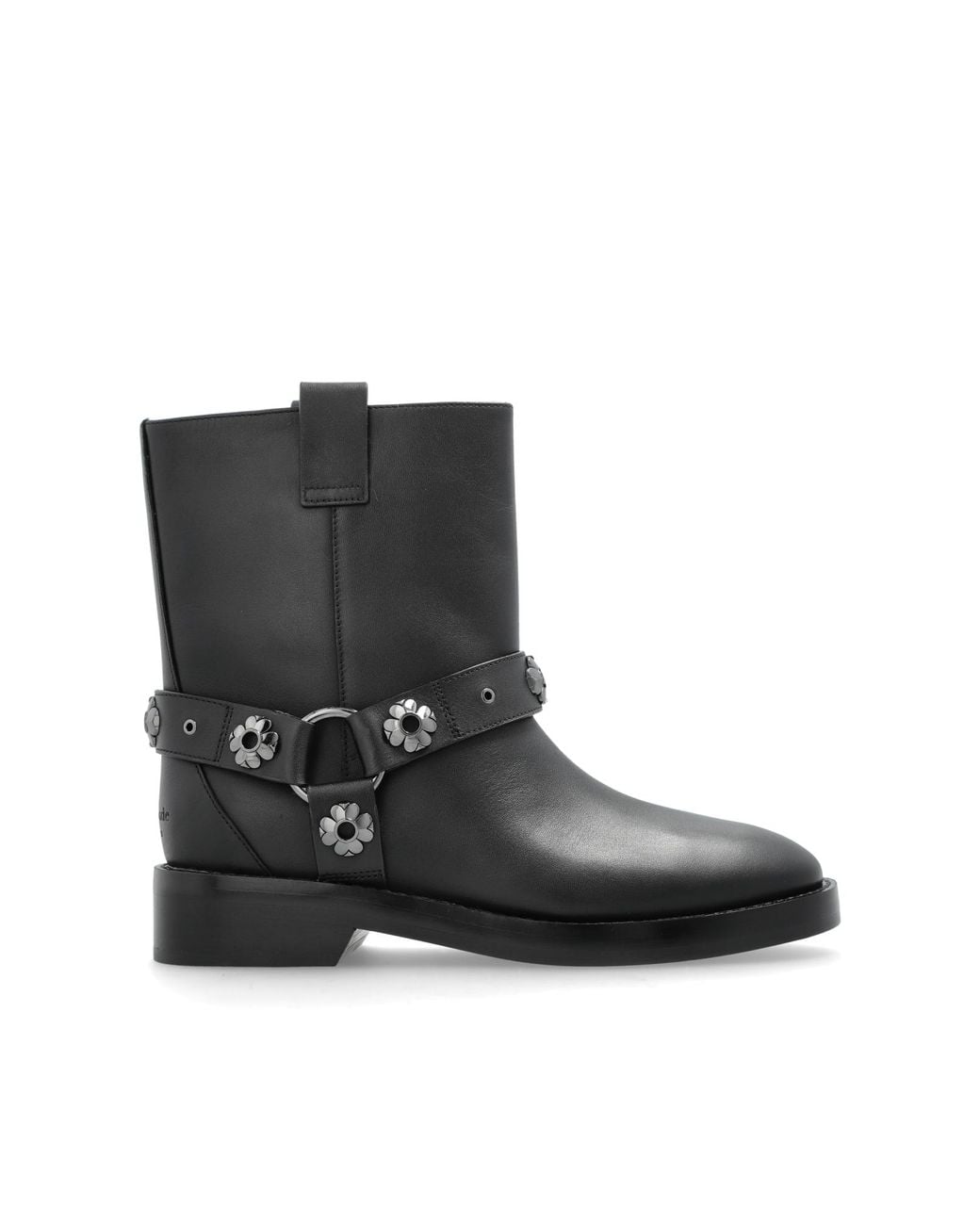 Kate Spade Black Leather Ankle Boots With Appliqués