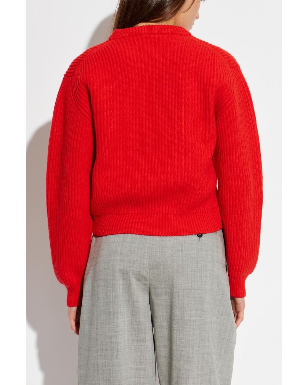 Jil Sander Red Wool Sweater With A Crew Neck