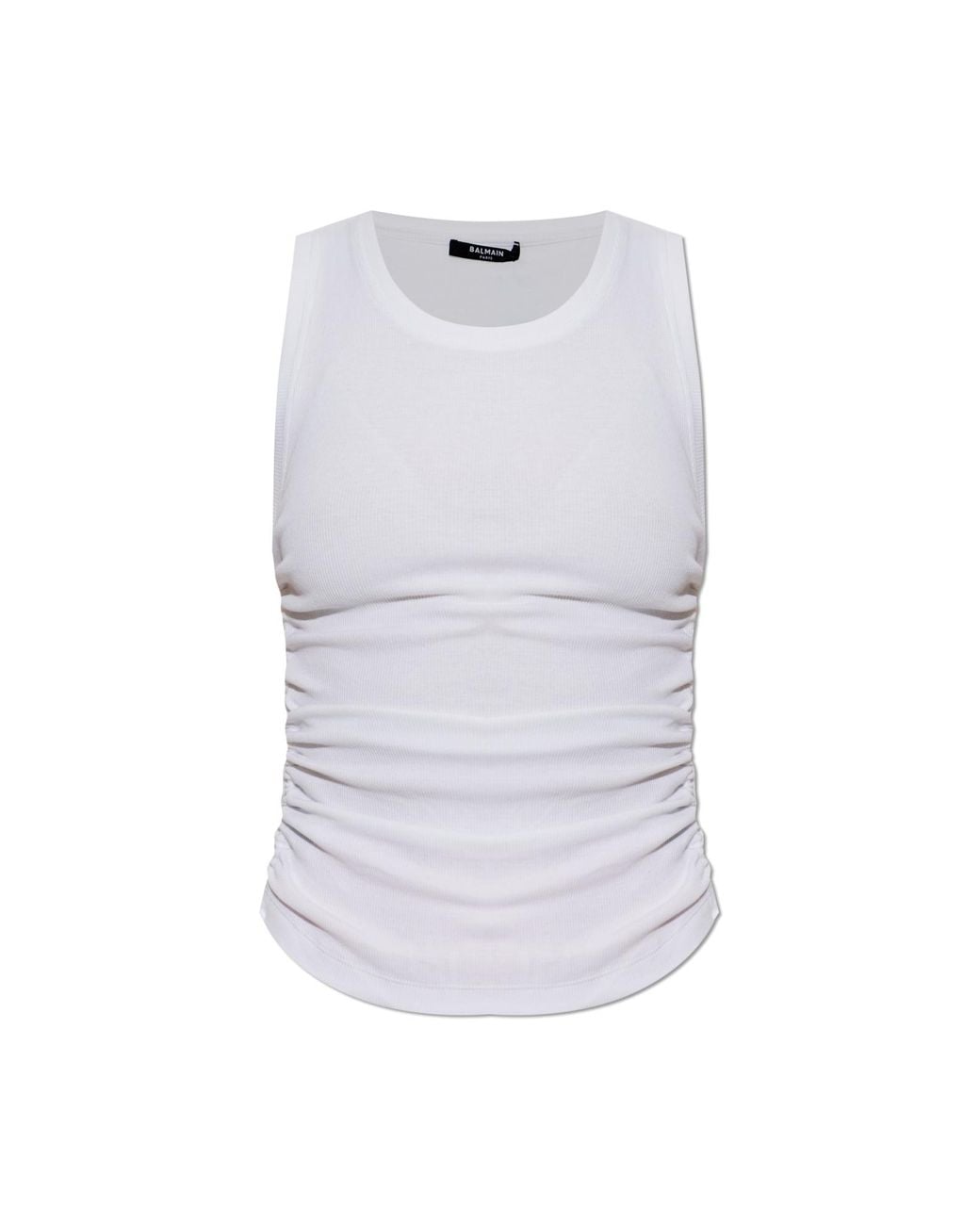 Balmain White Top With Sides Gathered With Drawstrings