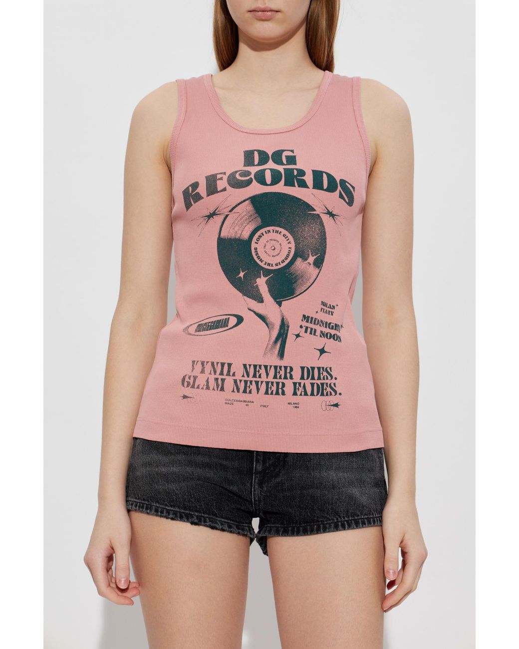 Dolce & Gabbana Pink Ribbed Top With Print