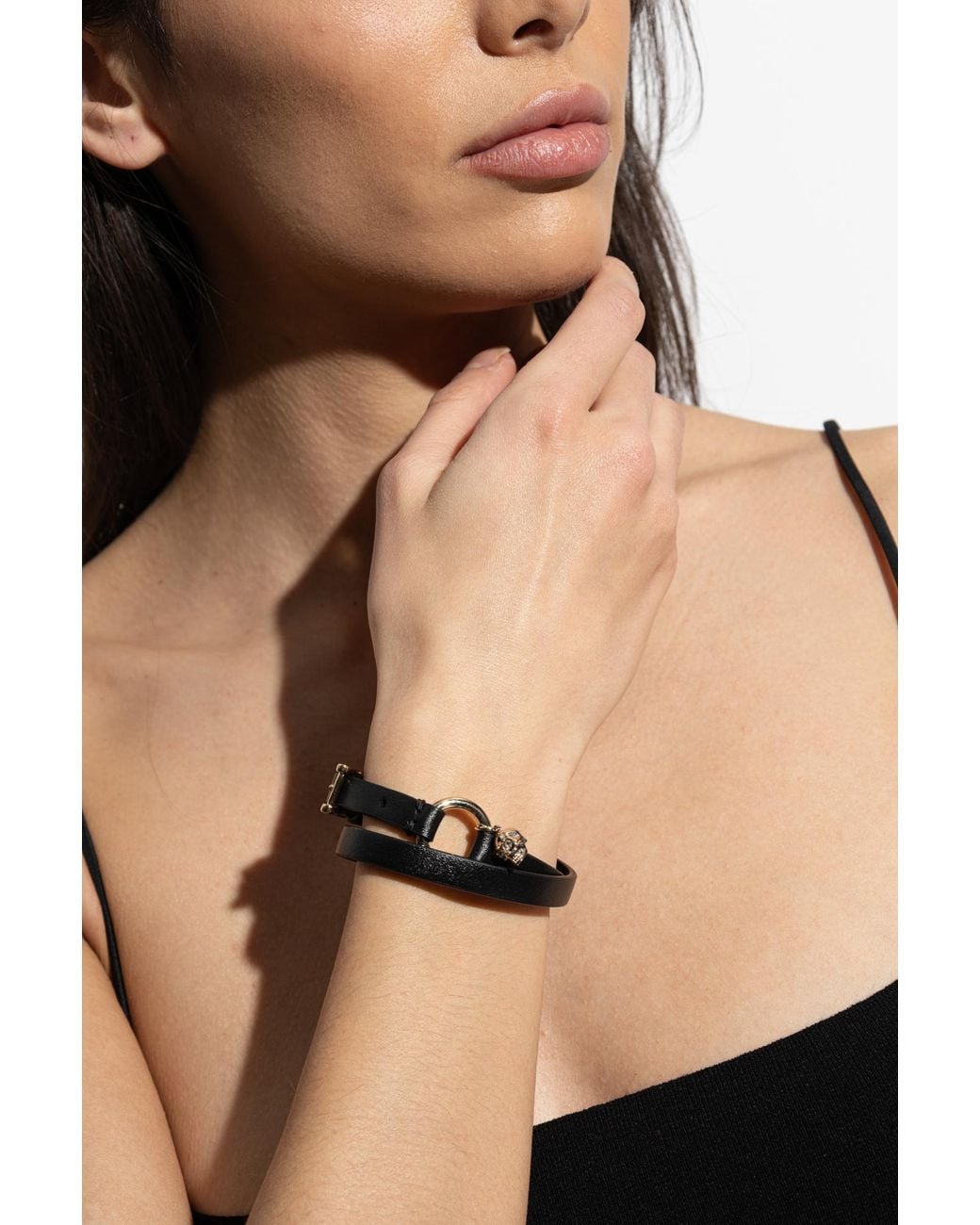 McQueen Black Leather Bracelet