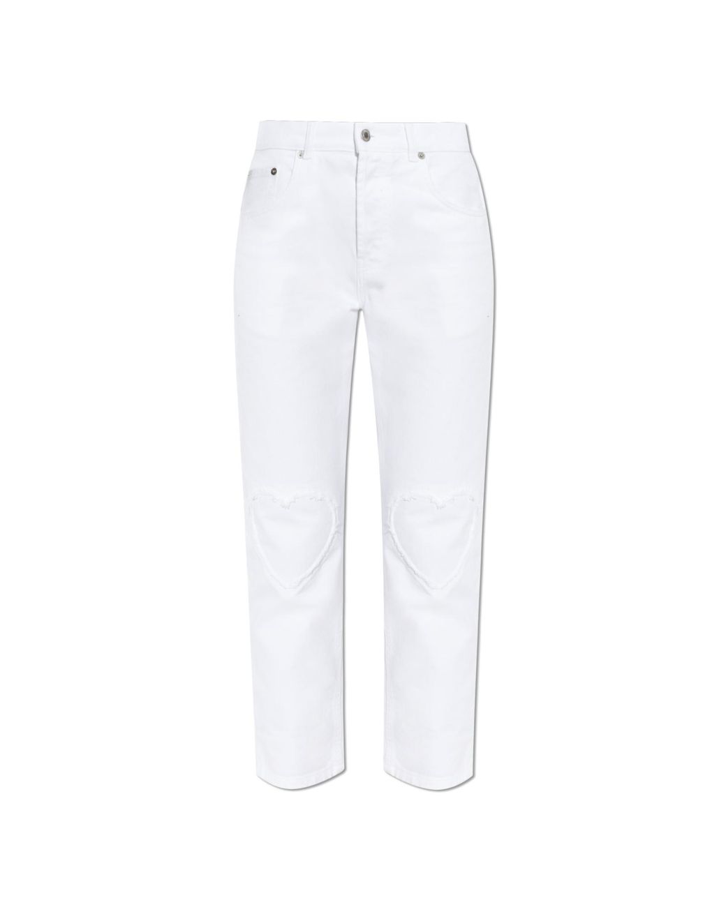 Moschino White Jeans With Heart Motif