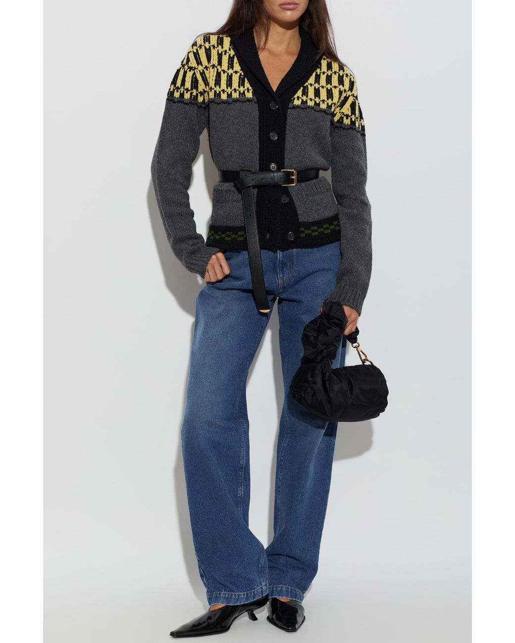 Marni Black Wool Cardigan With Pockets