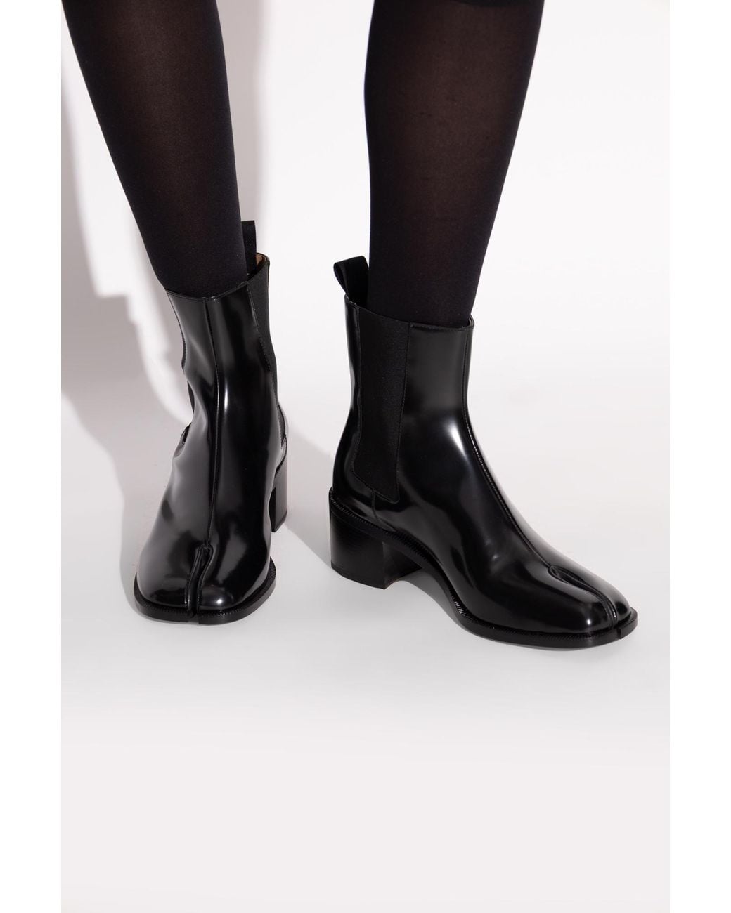 Maison Margiela Black Heeled Ankle Boots With "Tabi" Cut-Out