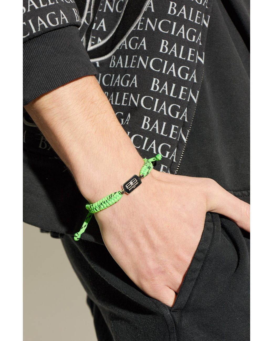 Balenciaga Black Bracelet With Logo