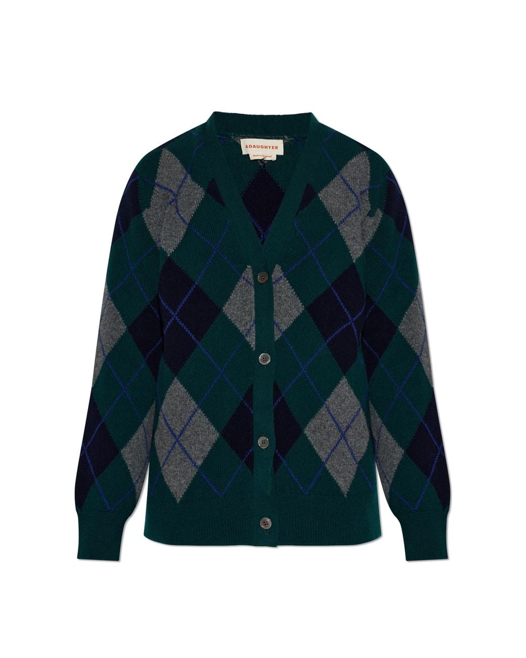 &Daughter Green Wool Cardigan 'Ava Argyle'