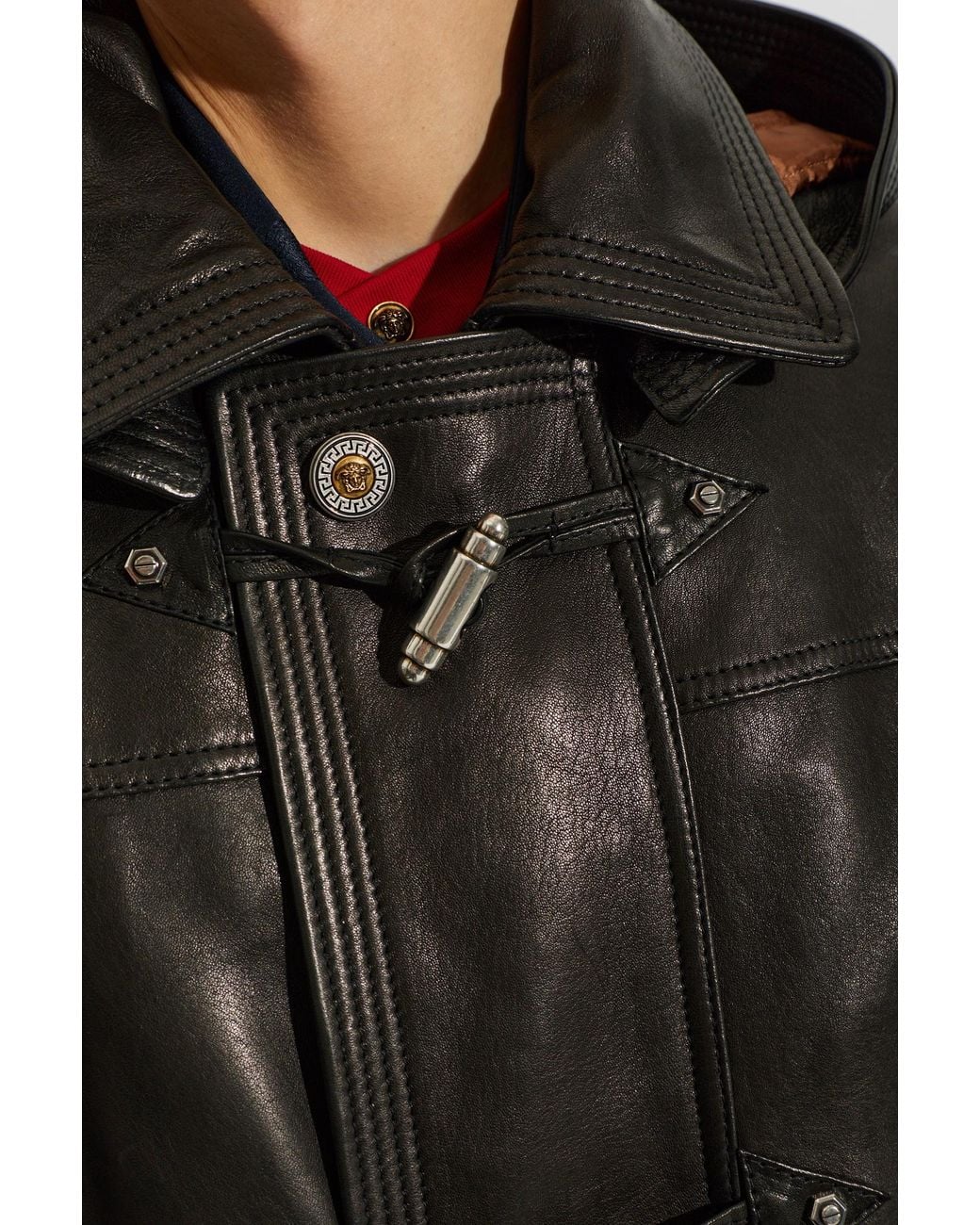 Versace Black Leather Jacket for men