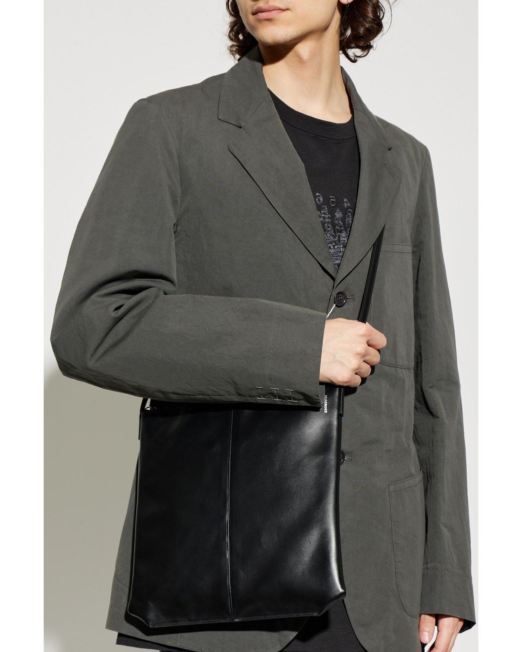 Jil Sander Black Shoulder Bag 'Linea' for men
