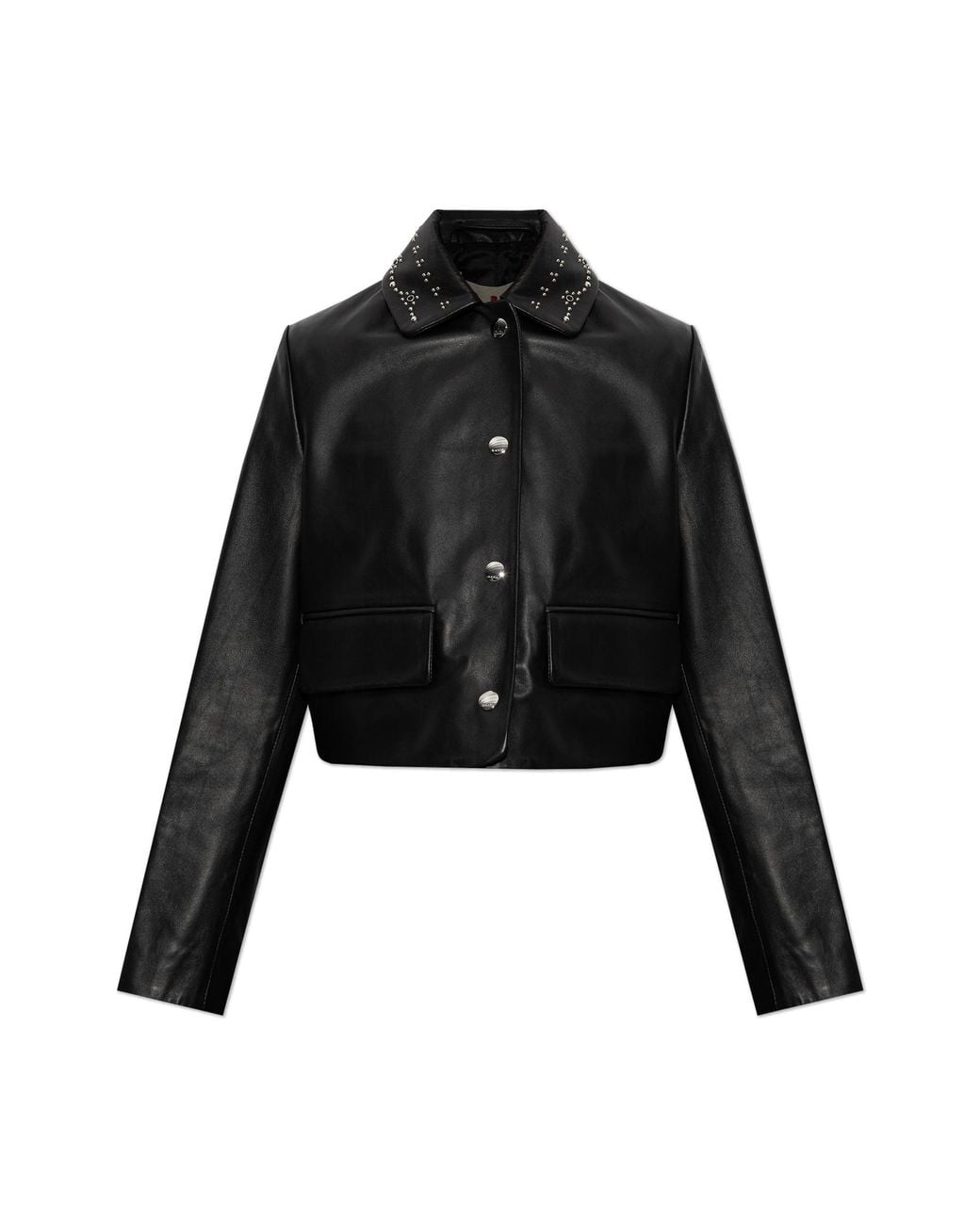 Marni Black Leather Jacket With Collar