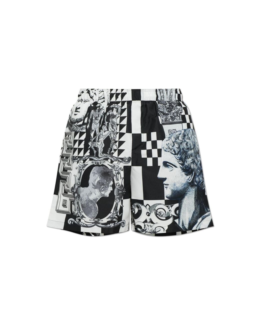 Versace Black Swim Shorts With "Medusa Collage" Print for men